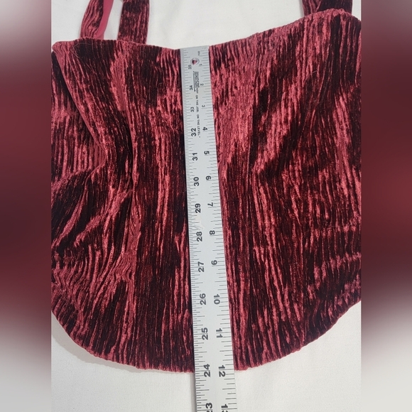 N By Naked Wardrobe Boned Plush Velvet Bustier Crop Tank Top In Wine Size XL - Picture 6 of 9